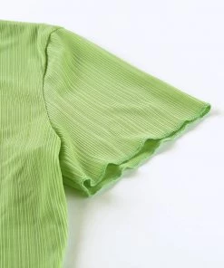 Own Saviour Tees + Tops Green Button Crop