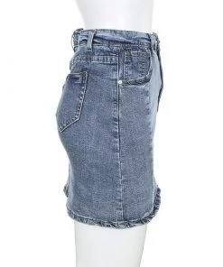 Own Saviour Skirts Distressed Split Denim Mini Skirt