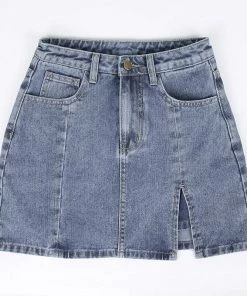 Own Saviour Skirts Distressed Split Denim Mini Skirt