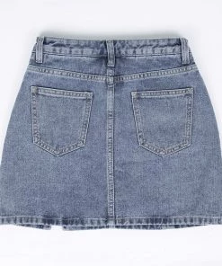 Own Saviour Skirts Distressed Split Denim Mini Skirt