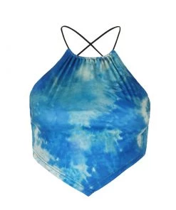 Own Saviour Blue Tie Dye Point Crop