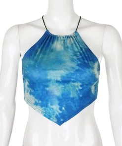 Own Saviour Blue Tie Dye Point Crop