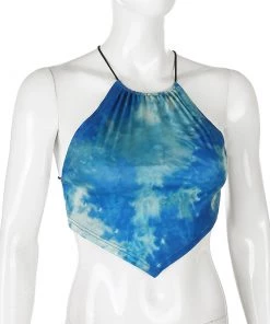 Own Saviour Blue Tie Dye Point Crop