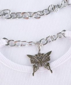 Own Saviour L/S Butterfly Chain Crop Tees + Tops