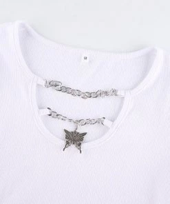 Own Saviour L/S Butterfly Chain Crop Tees + Tops