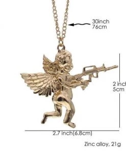 Own Saviour Large Angel Gun Necklace Accessories