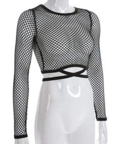Own Saviour Fishnet Mesh Wrap Crop