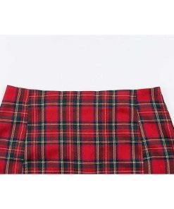 Own Saviour Red Plaid Split Skirt