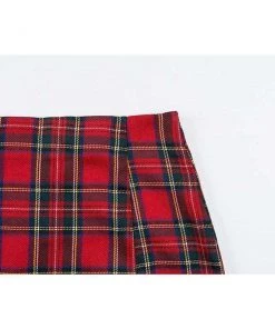 Own Saviour Red Plaid Split Skirt