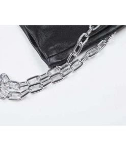 Own Saviour Black Chain Leather Dress