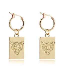 Own Saviour Leopard Tag Hoop Earrings