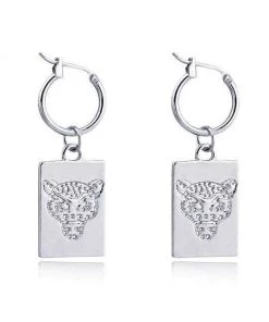 Own Saviour Leopard Tag Hoop Earrings