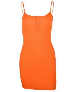 Own Saviour Neon Orange Popper Dress Dresses + Sets
