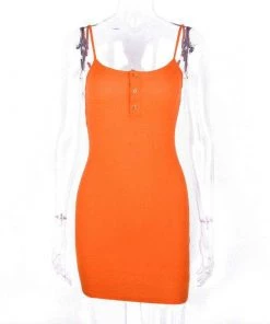 Own Saviour Neon Orange Popper Dress Dresses + Sets