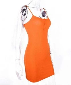 Own Saviour Neon Orange Popper Dress Dresses + Sets