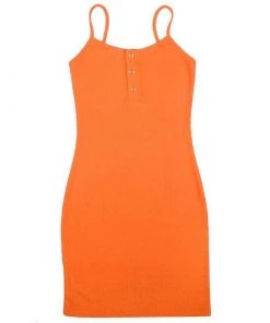 Own Saviour Neon Orange Popper Dress Dresses + Sets