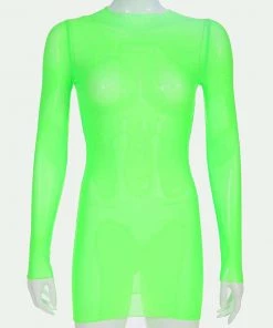 Own Saviour Dresses + Sets Neon Green Mesh Dress