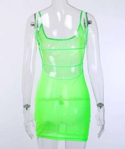Own Saviour Neon Sheer Backless Dress