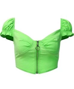 Own Saviour Neon Zip Crop Tees + Tops