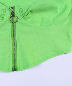 Own Saviour Neon Zip Crop Tees + Tops