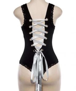 Own Saviour Bodysuits Ribbon Lace Up Bodysuit
