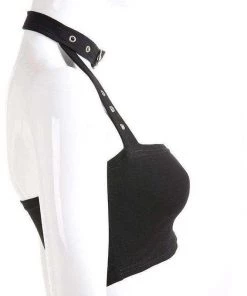 Own Saviour Tees + Tops Rivet Halter Choker Crop