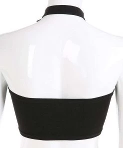 Own Saviour Tees + Tops Rivet Halter Choker Crop