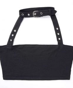 Own Saviour Tees + Tops Rivet Halter Choker Crop