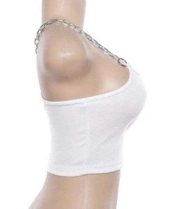 Own Saviour Tees + Tops Silver Chain Crop Top