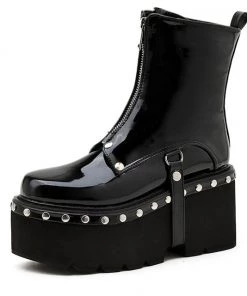 Own Saviour Rivet Strap Platform Patent Boots Shoes 8 Own Saviour Rivet Strap Platform Patent Boots Shoes
