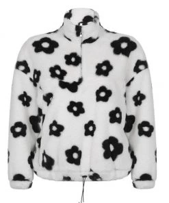 Own Saviour Flower Fuzzy Zip Up Sweatshirt New In