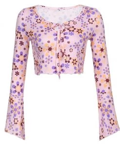 Own Saviour Floral Flare Sleeve Crop New In
