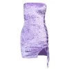 Own Saviour Purple Velvet Strapless Mini Dress