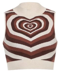 Own Saviour Red/Green/Brown Knit Heart Tank New In