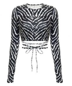 Own Saviour Zebra Backless Wrap Around Crop New In