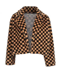 Own Saviour Checkerboard Faux Fur Jacket