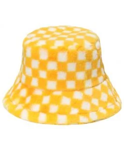 Own Saviour New In Plaid Faux Fur Bucket Hat