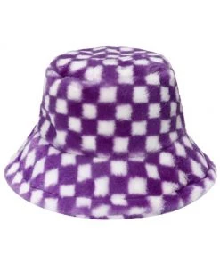 Own Saviour New In Plaid Faux Fur Bucket Hat