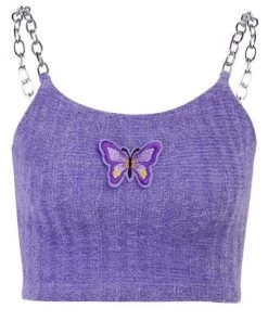 Own Saviour Purple Butterfly Knit Chain Crop