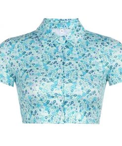 Own Saviour Tees + Tops Floral Button Crop Shirt