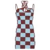 Own Saviour Checkerboard Knit Halter Dress Dresses + Sets