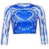 Own Saviour Blue Heart Tie Dye Crop Tees + Tops