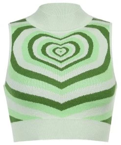 Own Saviour Red/Green/Brown Knit Heart Tank New In