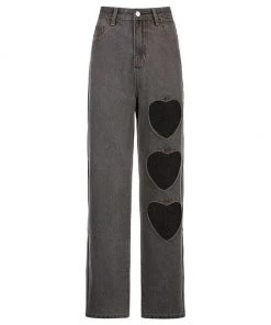 Own Saviour Grey Heart Cut Out Jeans