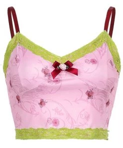 Own Saviour Rose Contrast Cami Crop Tees + Tops