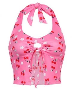 Own Saviour New In Pink Cherry Halter Crop