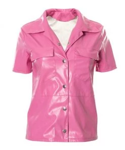 Own Saviour Pink/Green Faux Leather Shirt New In