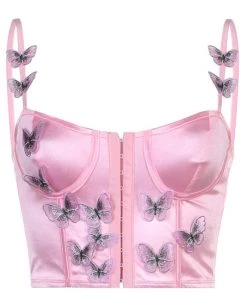 Own Saviour New In Satin Butterfly Corset Crop