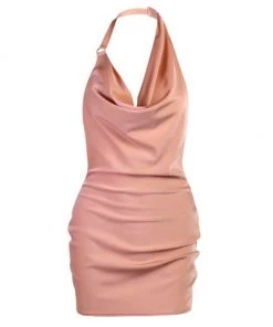 Own Saviour Pink Silk Cowl Mini Dress New In