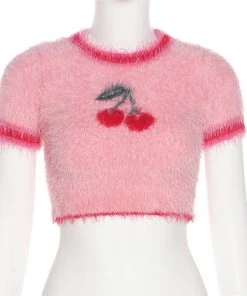 Own Saviour Fuzzy Cherry Knit Crop New In